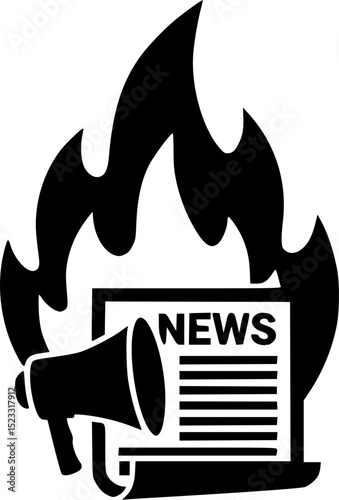 Burning News Icon Logo, News on fire, vector illustration
