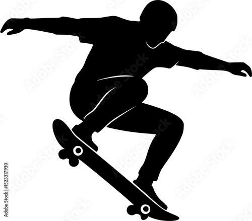 skateboard line art silhouette vector illustration
