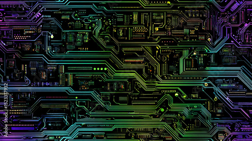 Colorful seamless circuit pattern for technology backdrop