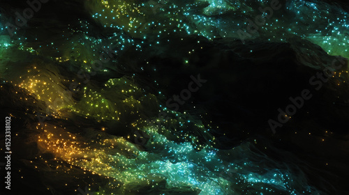 Vibrant seamless pattern with luminous colors and abstract shapes