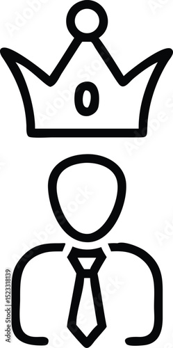 Ceo figure with crown silhouette illustrating leadership and business success