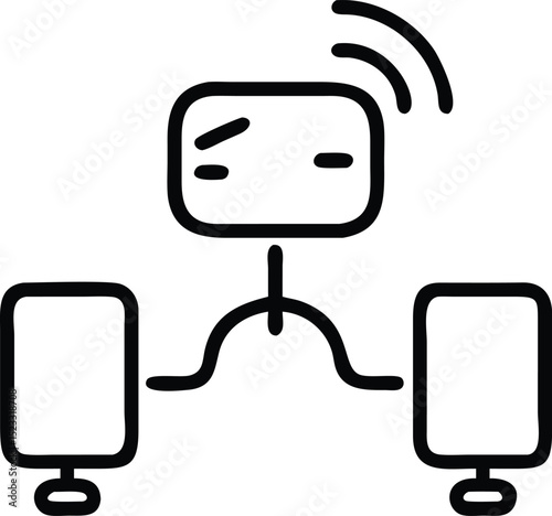 Clean silhouette outline of a remote workspace suggesting modern work environment