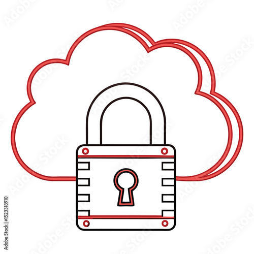 Cloud computing security and data protection represented by a locked padlock