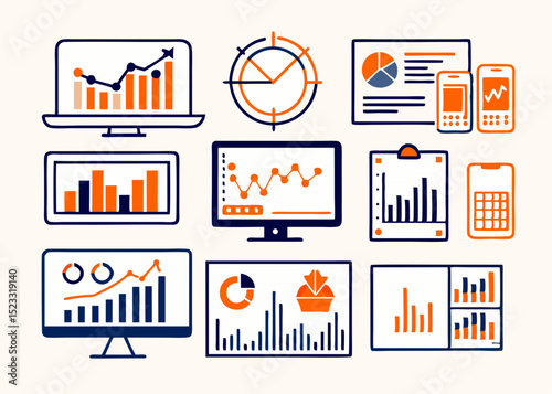 vector set of business graphs