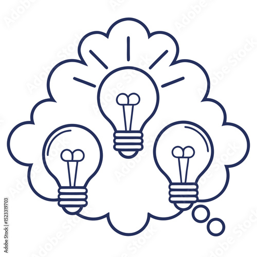 Conceptual lightbulb idea thought process thinking innovation creative brainstorming icon