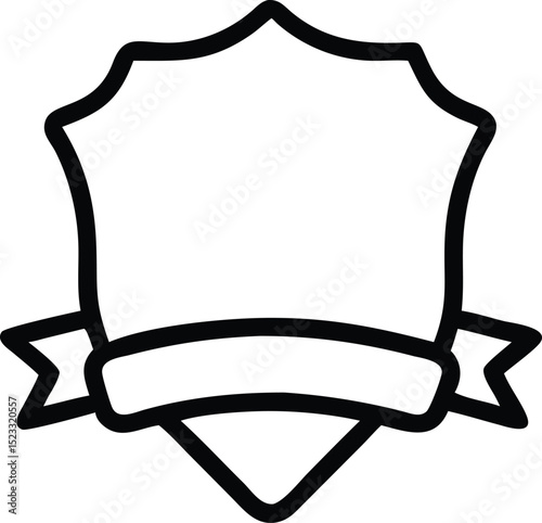 Detailed black badge icon outline with transparency on a white background design