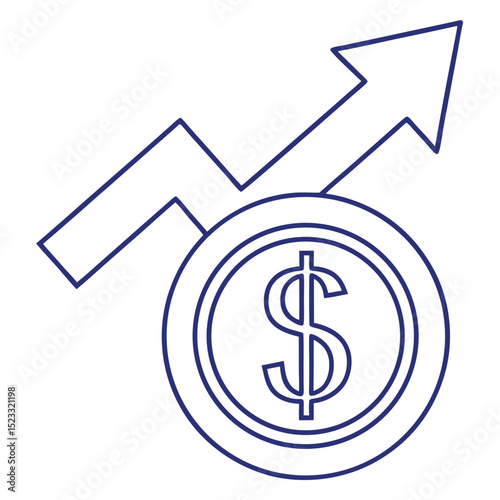 Dollar sign with arrow illustrating financial growth and economic progress