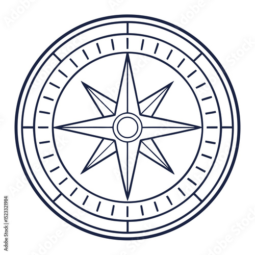 Elegant compass rose icon representing direction navigation and exploration concepts