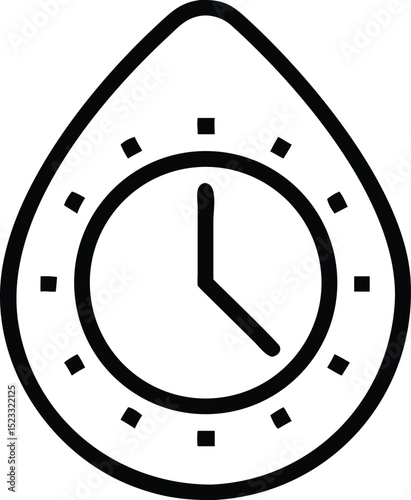 Elegant outline icon depicting a clock with minute and hour hands design