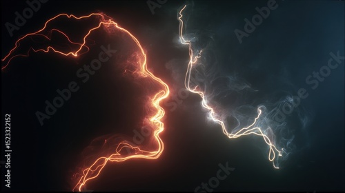 Abstract faces profile connection