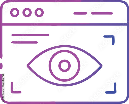 Eye icon inside a web browser window illustrating online monitoring and privacy