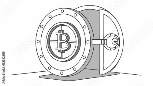 Bitcoin Vault with Open Door Representing Cryptocurrency Security