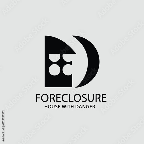 Foreclosure house symbol depicting real estate risk and financial crisis