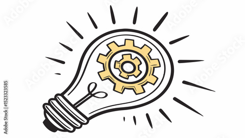 Creative Lightbulb with Gear Symbolizing Innovation and Ideas