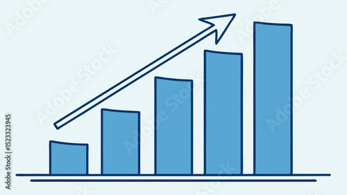 Handdrawn Bar Graph Showing Upward Trend and Growth