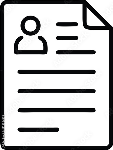 Hiring process outline depicting a resume document showing professional application