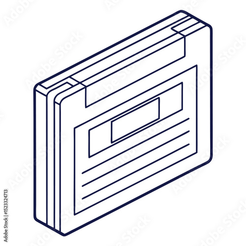 Isometric illustration of a floppy disk drive technology retro minimalist design