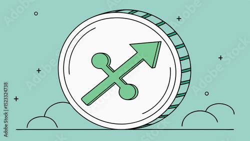 Sagittarius Zodiac Sign in Green on a Coin