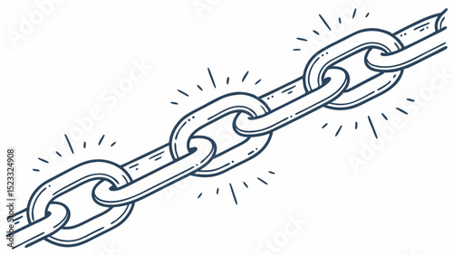 Stylized Illustration of a Connected Chain with Glowing Effects