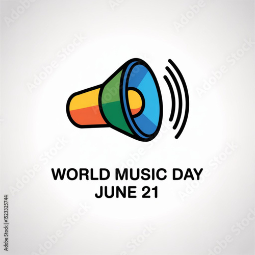 World Music Day in  June 21. Music volume icon Poster or banner. Vector illustrator on white background.