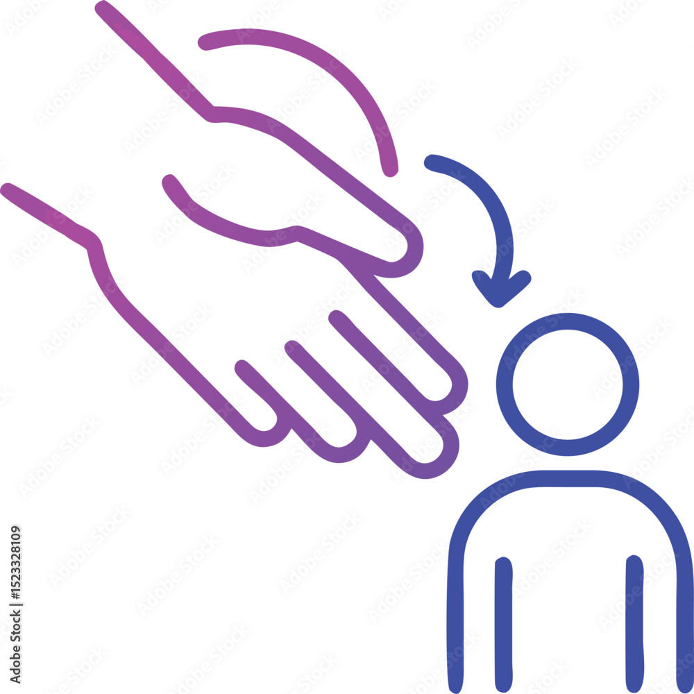 Neon hand reaching towards person concept of guidance and support Neon hand reaching towards person concept of guidance and support