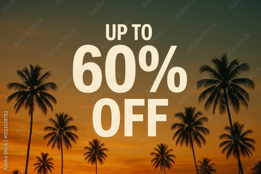 Obraz premium Tropical palm tree silhouette at sunset with bold 