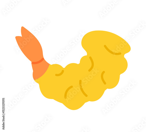 Bright yellow shrimp illustration with a playful design for culinary inspiration
