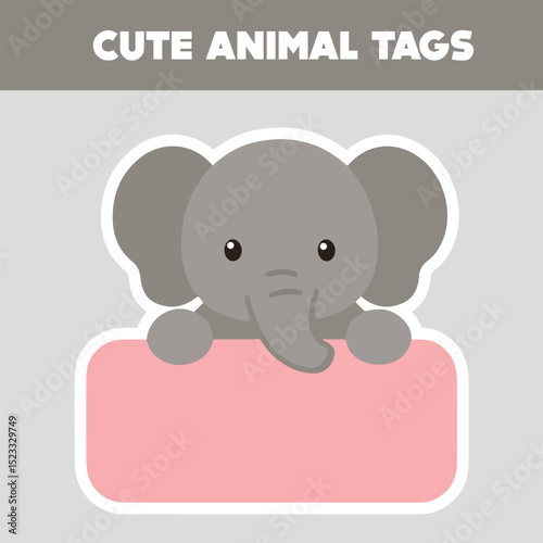 Elephant Name Tag Sticker – Safari Animal Label for Kids