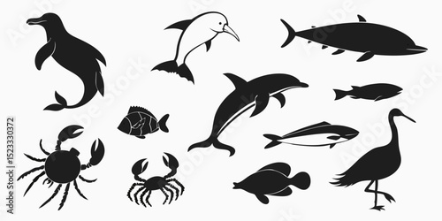 set of vector animals silhouettes