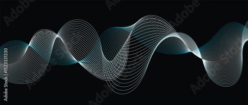 Abstract wave lines in color gradient on minimalist background. Futuristic and dynamic look, perfect for tech, digital, and modern design projects.