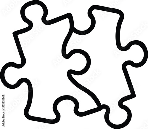 Silhouette vector of interlocking puzzle piece symbolizing teamwork and solutions