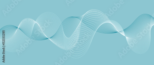 Abstract wave lines in color gradient on minimalist background. Futuristic and dynamic look, perfect for tech, digital, and modern design projects.