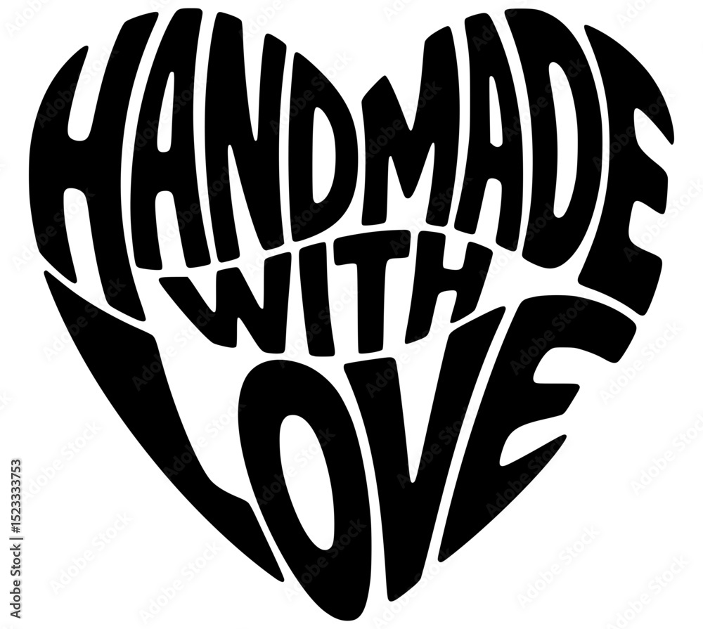 Obraz premium Handmade with Love text arranged in the shape of a heart