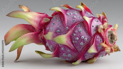 Exotic beauty: Detailed studio shot of a fresh and vibrant dragon fruit photo