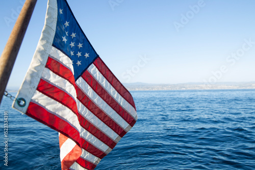 american flag on the sea
