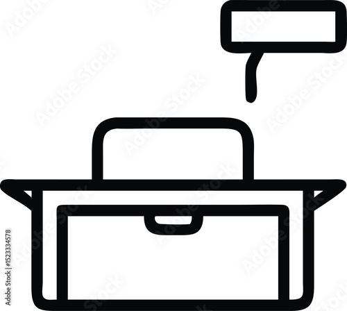 Simple office icon design depicting common office objects and architecture