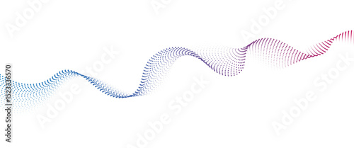 Flowing Dot Wave halftone gradient pattern on transparent background	