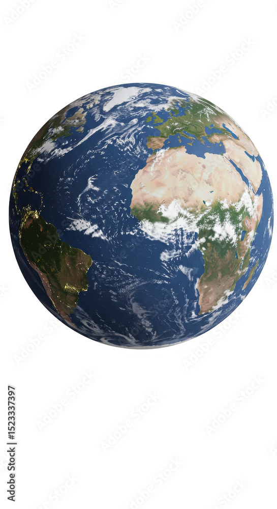 Obraz premium Abstract 3D Illustration of Earth Planet from Space with Blue Oceans