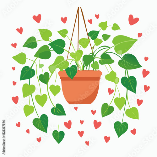A classic houseplant icon with trailing foliage for vibrant and lively greenery visuals