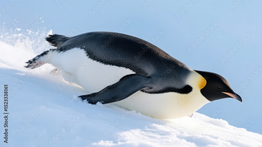Fototapeta premium A penguin walking on snow