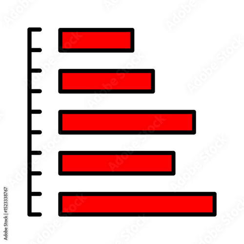 Horizontal Bar Chart Icon for Data Visualization, Business Reporting, and Performance Comparison - Modern Flat Vector Design for Infographics and Analytics