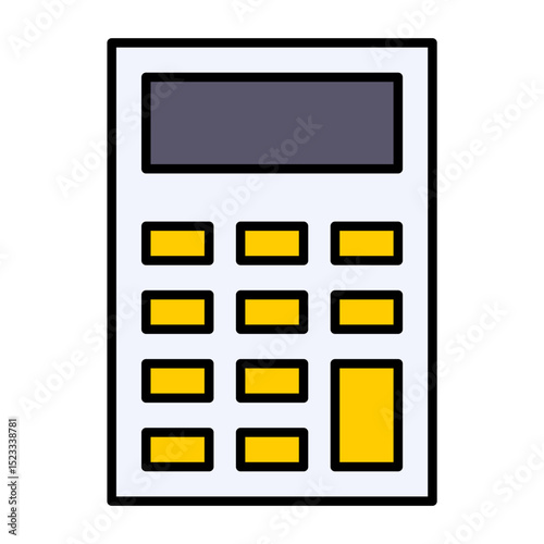 Calculator Device Icon for Math, Accounting, Finance, and Business Calculations - Modern Flat Vector Design for Education and Budgeting