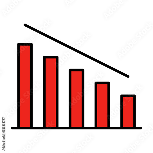 Declining Bar Chart Icon for Business Loss, Financial Downturn, and Negative Performance - Modern Flat Vector Design for Crisis and Risk Analysis
