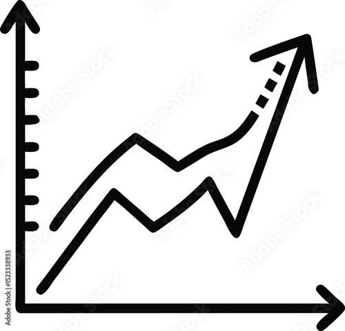 Upward chart growth line icon depicting rising financial success and progress