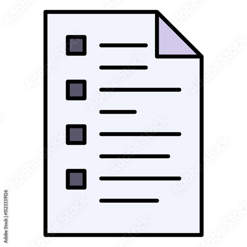 Checklist Document Paper Task List Icon Vector Report Plan Survey Outline Filled Flat Design Symbol Isolated