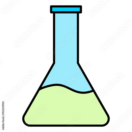 Erlenmeyer Flask Laboratory Glassware Icon Vector Chemical Experiment Science Research Outline Filled Flat Design Symbol Isolated