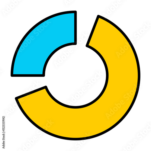 Pie Chart Donut Chart Icon Vector Data Analysis Statistics Business Report Finance Progress Outline Filled Flat Design Symbol Isolated