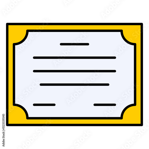 Certificate Award Diploma Achievement Icon Vector Document Education Graduation Success Outline Filled Flat Design Symbol Isolated