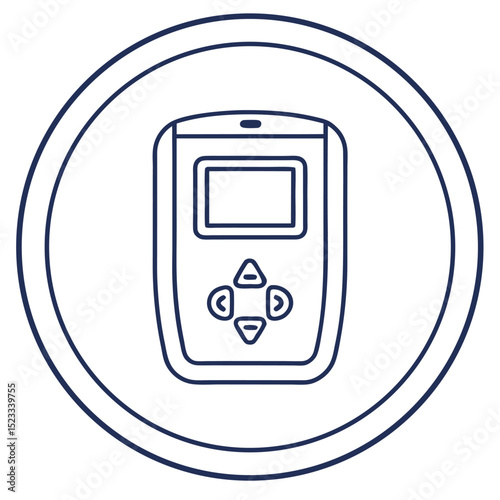 Vector illustration of a modern remote control outline within a circular frame