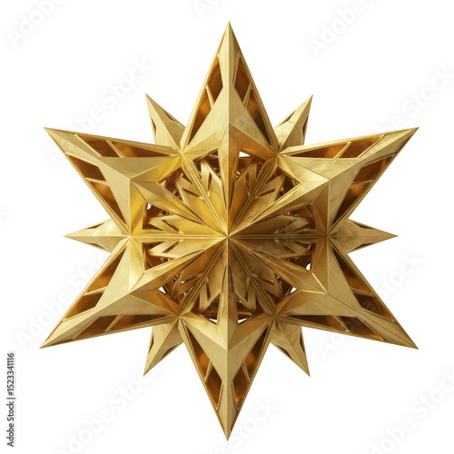 3d Golden Geometric Star Or...